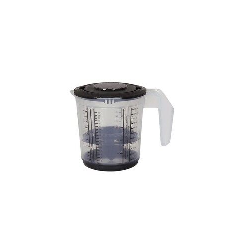 Cana gradata cu capac si storcator citrice, Keeeper, 1 L, plastic, antracit