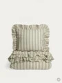 Lenjerie de pat King Size, Hoya, Homla, 200x220 cm, 3 piese, bumbac, bej/verde