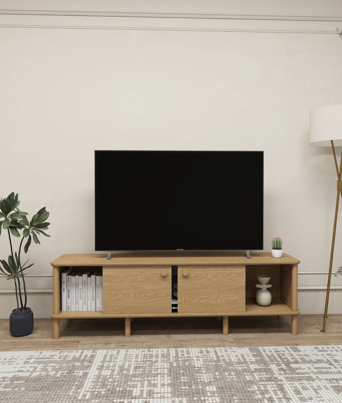 Comoda TV, Hanah Home, Ontano, 160x.47x38 cm, Stejar - view 3
