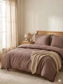 Lenjerie de pat King Size, Vela, Homla, 200x220 cm, 3 piese, bumbac, maro