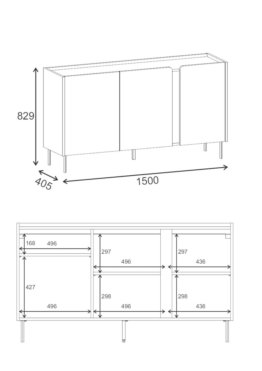 Consola, Hanah Home, Lucile, 150x82.9x40.5 cm, PAL, Santstone / Stejar Sepet — imaginea 8