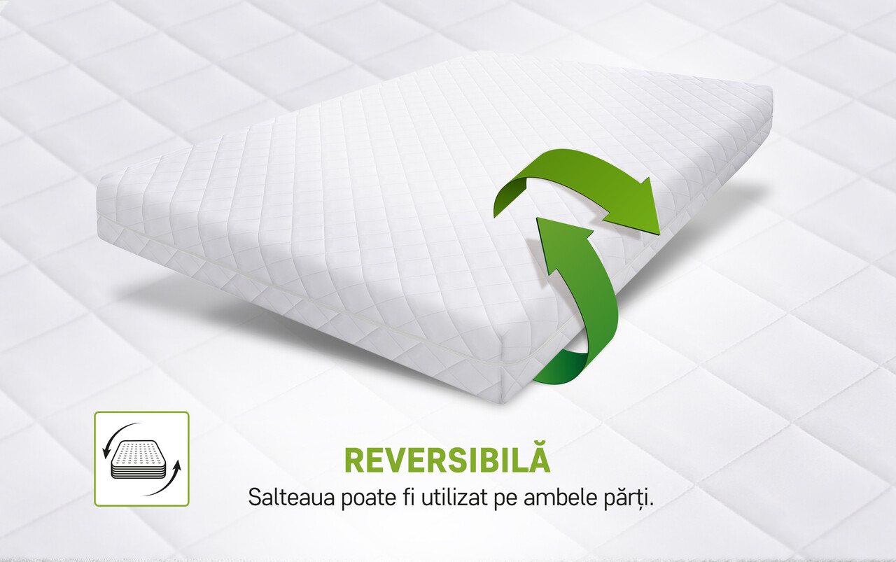 Saltea SuperOrtopedica Green Future KONFORTA Max Plus 25 cm, 140x190x25cm, Spuma poliuretanica elastica, Husa detasabila, lavabila, matlasata, hipoalergenica, Reversibila, Medie Ferma - imagine 6
