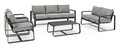 Canapea pentru gradina/terasa 3 locuri Merrigan, Bizzotto, 194x78x84 cm, aluminiu/tesatura impermeabila Ofelin, gri carbune