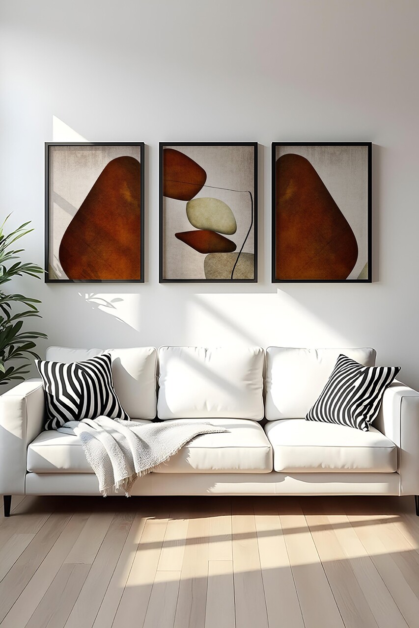 Set 3 tablouri decorative Huhu469S Cadru: 100% LEMN MASIV (Grosime: 25 cm) Multicolor