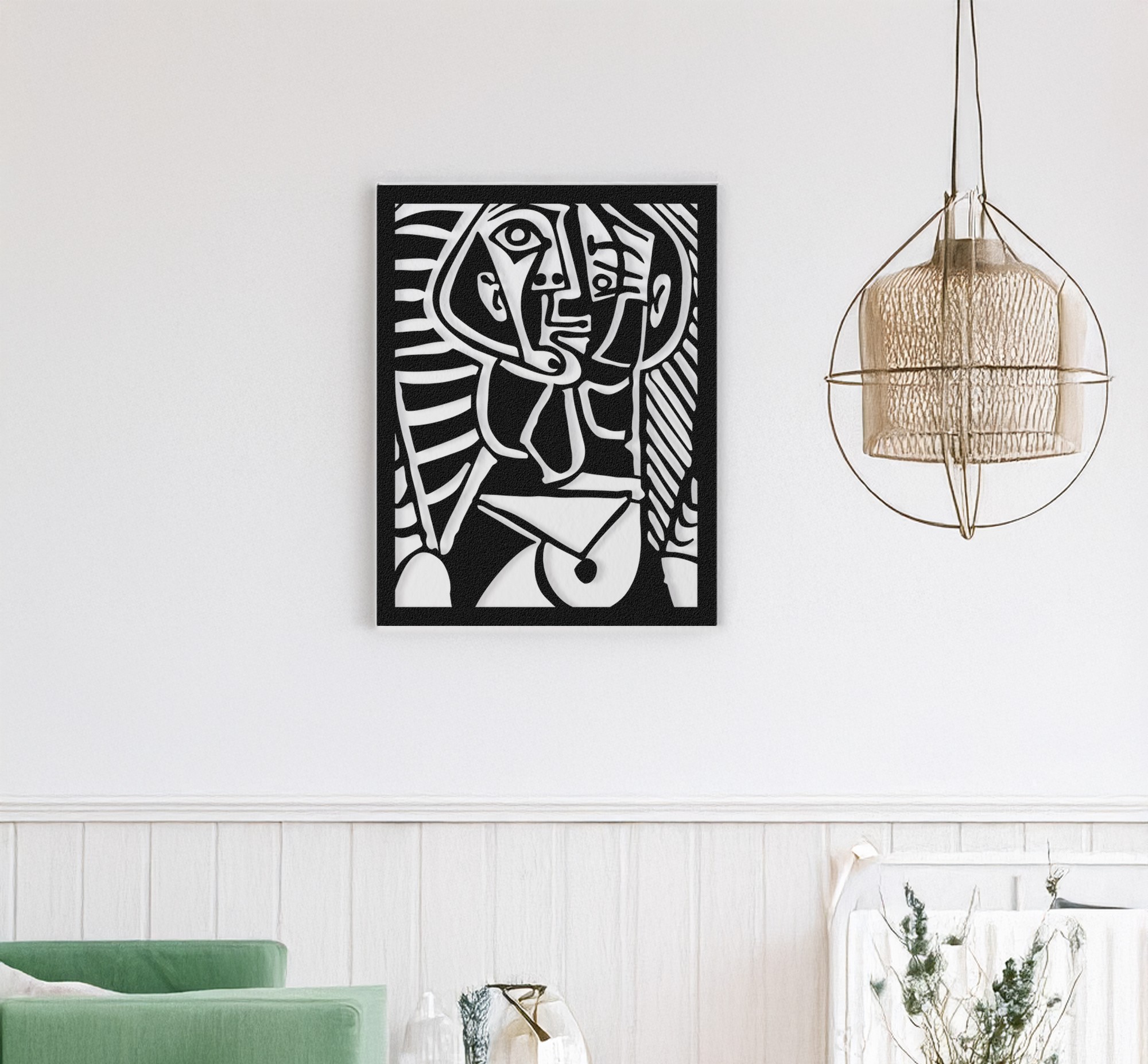 Decoratiune de perete, RT-AWD-046, Dimensiuni: 58,5 x 41 cm, Negru