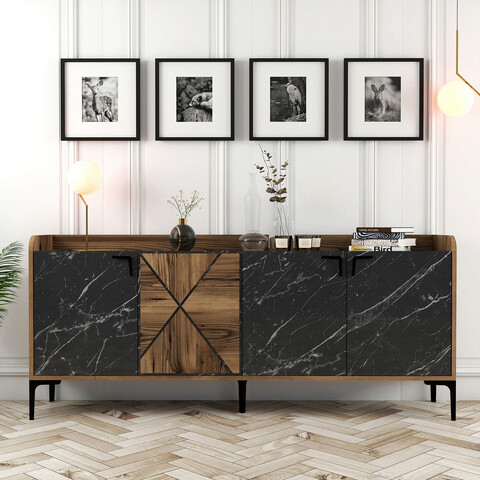 Consola, hommy craft, venedik, 180x78x35 cm, nuc / negru