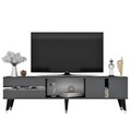 Comoda TV, Olivia, Vania, 150x29.6x50 cm, PAL , Antracit / Argintiu