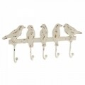 Cuier din metal Birds, InArt, 5 agatatori, 13 x 4 x 30 cm, metal, ivoar
