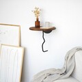 Raft de perete, Neostill, Leo, 35x35 cm, Lemn masiv, Castan / Negru