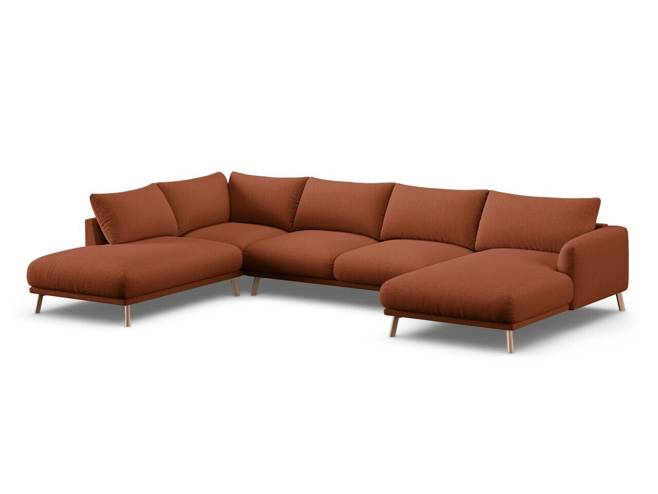 Coltar panoramic stanga 6 locuri, Naomi, Micadoni Home, 365x235x75 cm, tesatura structurata, caramiziu — imaginea 5