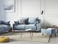 Canapea, Freesia, Mazzini Sofas, 2 locuri, 150x94x90 cm, catifea, albastru deschis