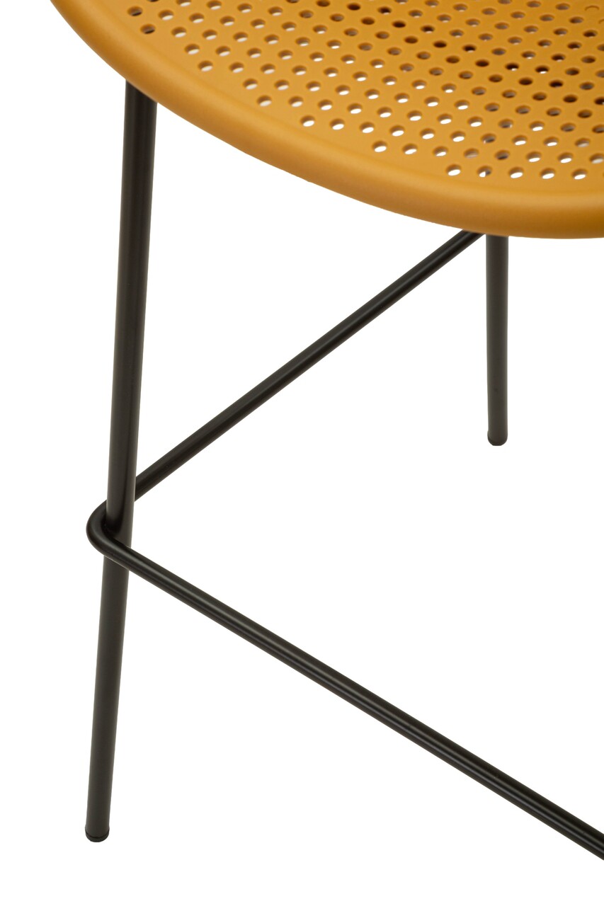 Set 2 scaune de bar, Mauro Ferretti, Ibiza, 50x50x98 cm, utilizare interior / exterior,  plastic/metal, mustar/negru - view 5