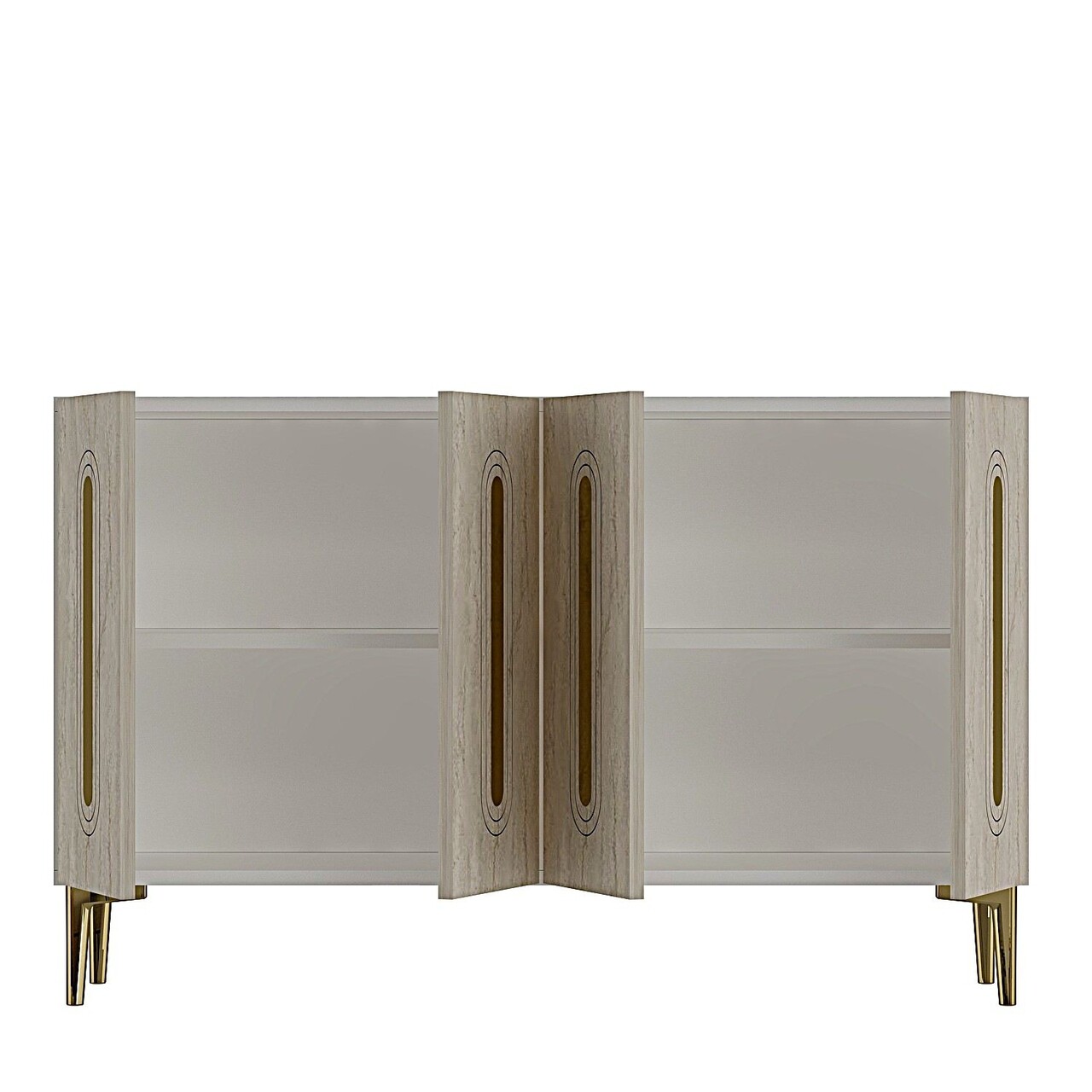 Consola, Hanah Home, Rany 120, 120x75x32 cm, White / Travertine / Gold - view 5