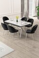 Set masa extensibila si scaune (7 piese), Hanah Home, Weps, Gri / Crom / Negru