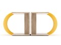 Set 4 masute de cafea Rafevi Case, 47 x 30 x 42 cm, PAL/metal, oak/galben