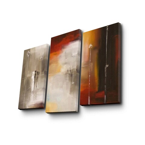 Set 3 tablouri decorative, 3PATK-83, Canvas, 20 x 39 cm, 2 piese, Multicolor