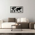 Decoratiune de perete, World Map Small 2, Metal, Dimensiune: 80 x 40 cm, Negru