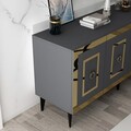 Consola, Olivia, Karya, 150x40x79 cm, PAL , Antracit / Aur