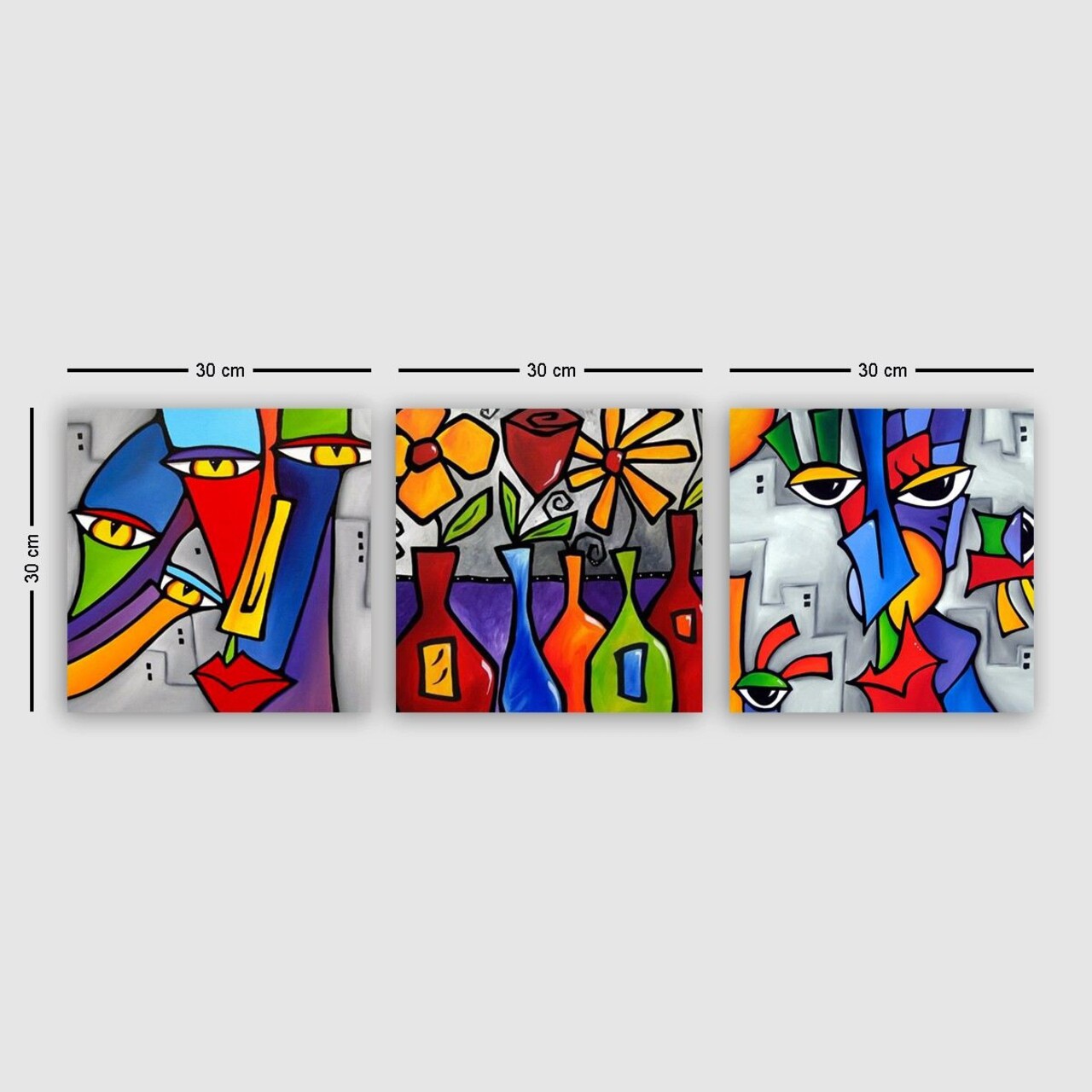 Set 3 tablouri decorative, DRPRC02, Cadru: 100% LEMN (grosime: 3 cm), Multicolor - view 4