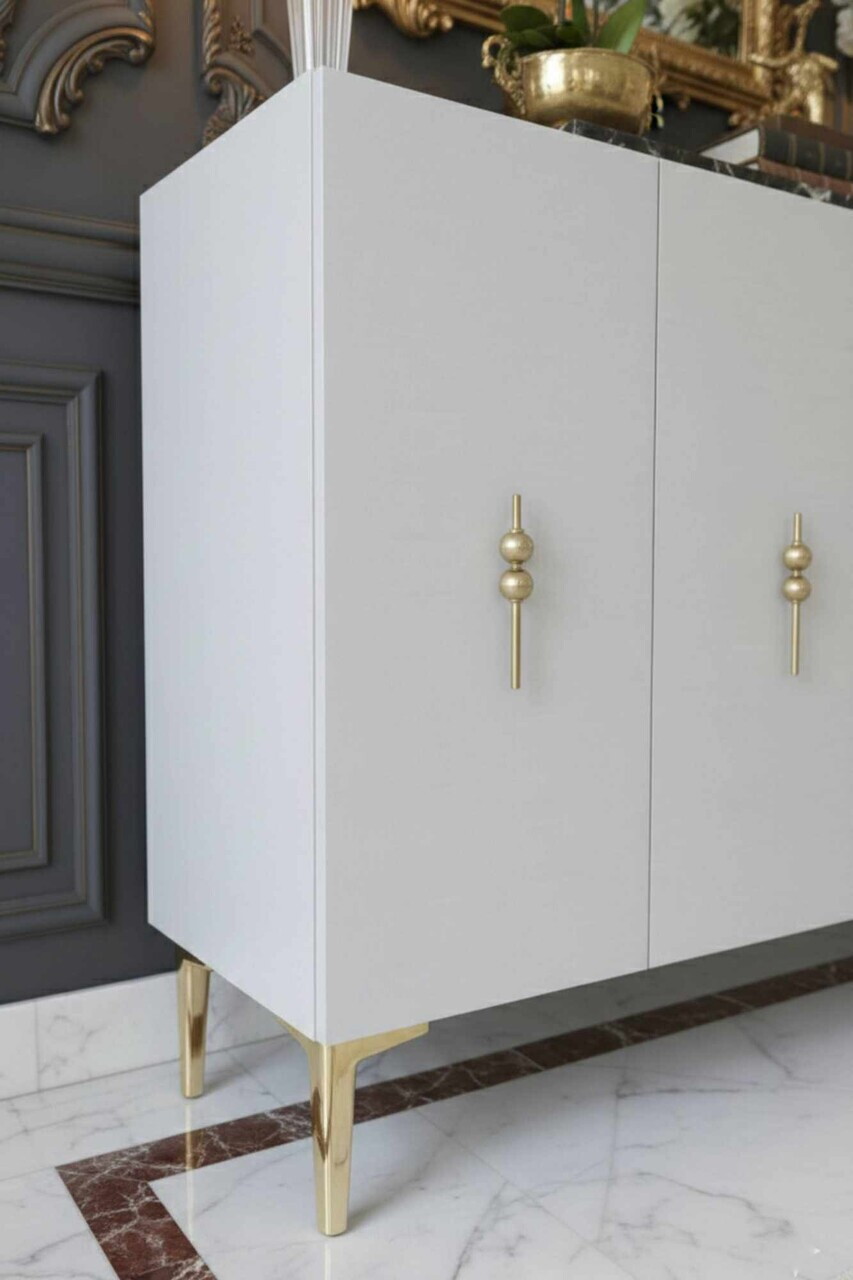 Consola, Hanah Home, Ayshe 120, 120x75x32 cm, Alb/Auriu — imaginea 4