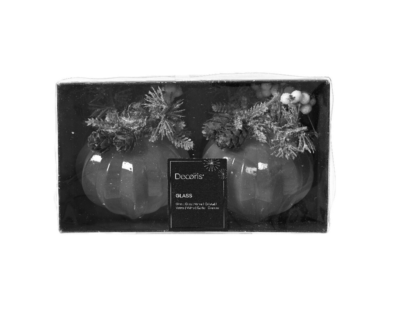 Set 2 globuri Ornament White Mint V1, Decoris, 8 cm, sticla, multicolor