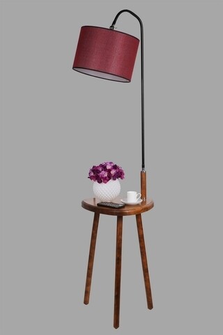 Lampadar cu masuta, Luin, 8272-6, E27, 60 W, metal/lemn/textil