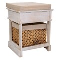 Taburet cu spatiu pentru depozitare Creaciones Meng, 38x35x50 cm, lemn de paulownia/textil