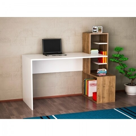 Birou Wooden Art, Side White Walnut, 120x107x60 cm mezoni.ro
