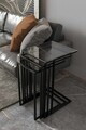 Set masute 3 piese, Hanah Home, Mira, Negru / Fume