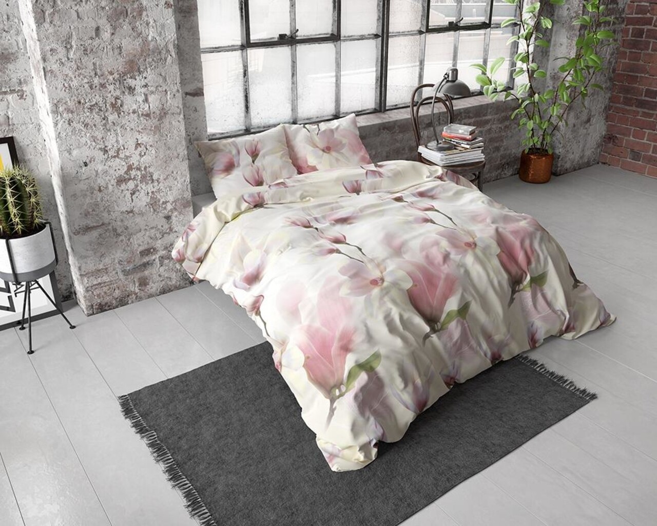 Lenjerie De Pat Dubla Satin Olivia Touch Pink, Dreamhouse, 3 Piese, 200x220 Cm, Bumbac Satinat, Multicolora