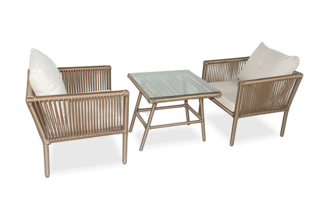 Set gradina/terasa 3 piese, My Interior, Shangai Bistro, rattan/aluminiu, gri bistro