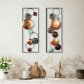 Decoratiune de perete, Textured, Metal, Latime: 32 cm / Inaltime: 92 cm / Adancime: 4 cm (2 bucati), Multicolor
