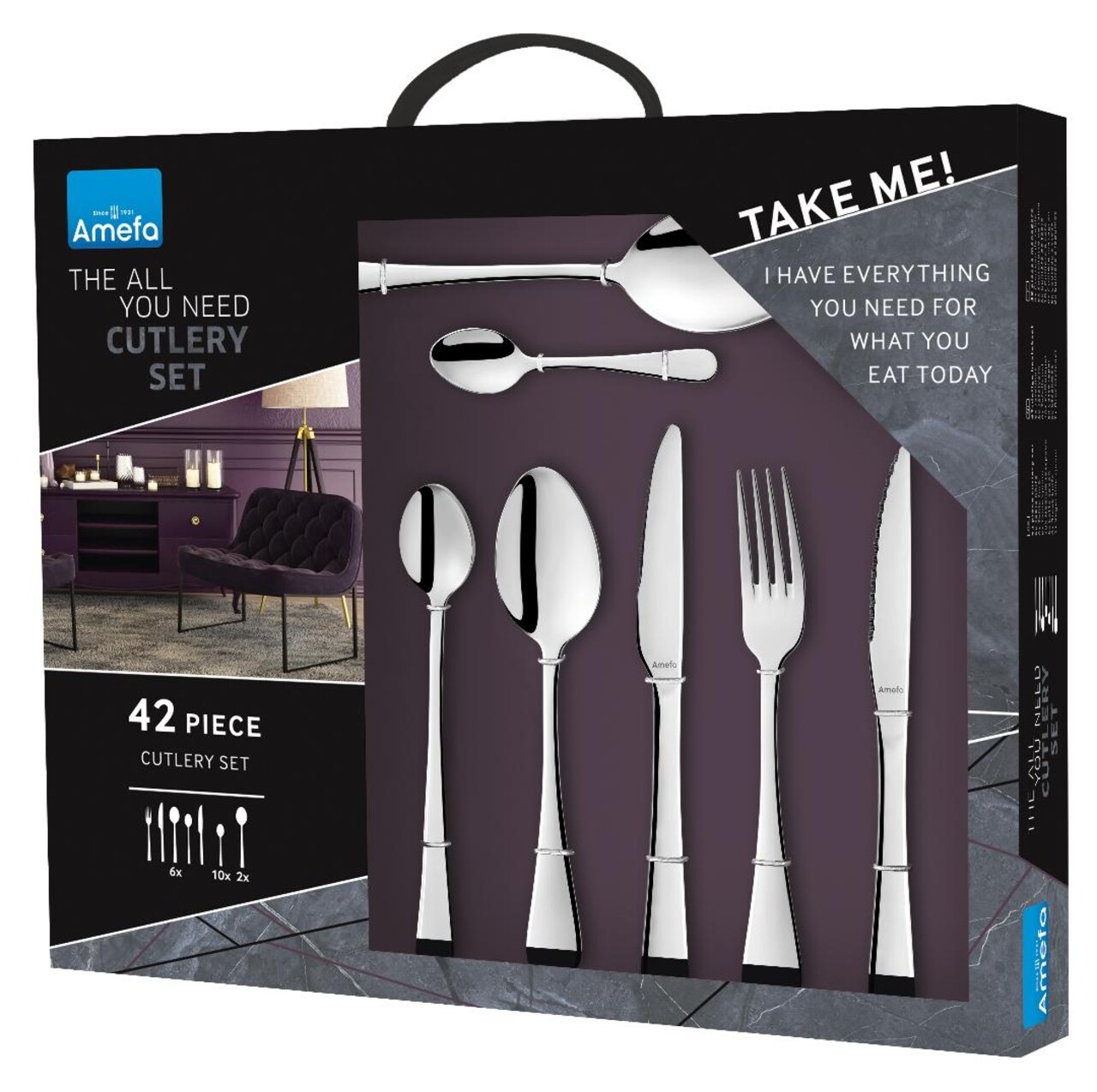 Set tacamuri pentru 6 persoane, 42 piese, Amefa, Rome, inox 18/0