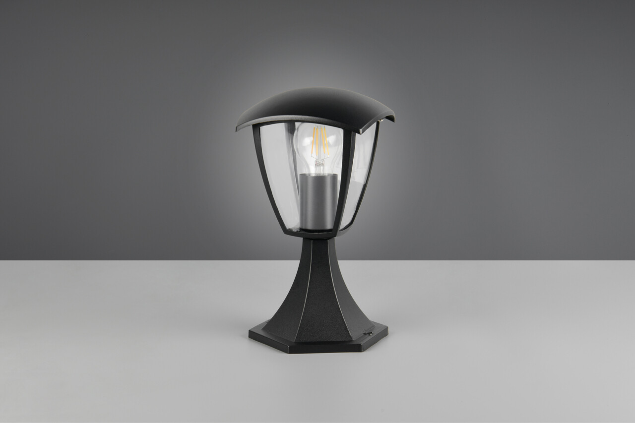 Lampadar de exterior Venta, TRIO, 17x17x30 cm, 10W, 1x E27, aluminiu, negru mat