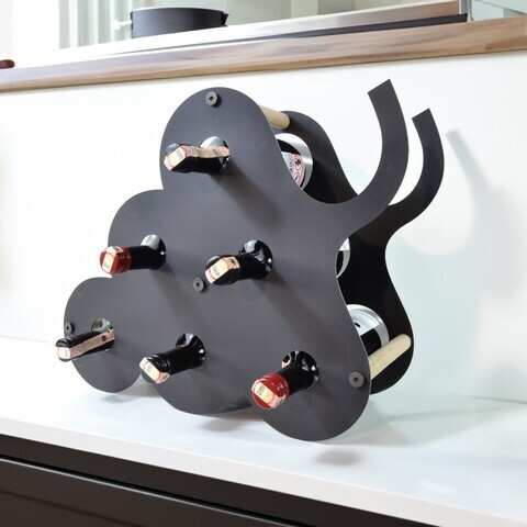 Raft decorativ metalic pentru vinuri, Hanah Home, Vın, 47x40x24 cm, Gri argintiu