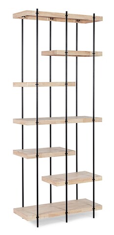 Corp biblioteca District, Bizzotto, 80 x 32 x 195 cm, otel/lemn de arbore de cauciuc
