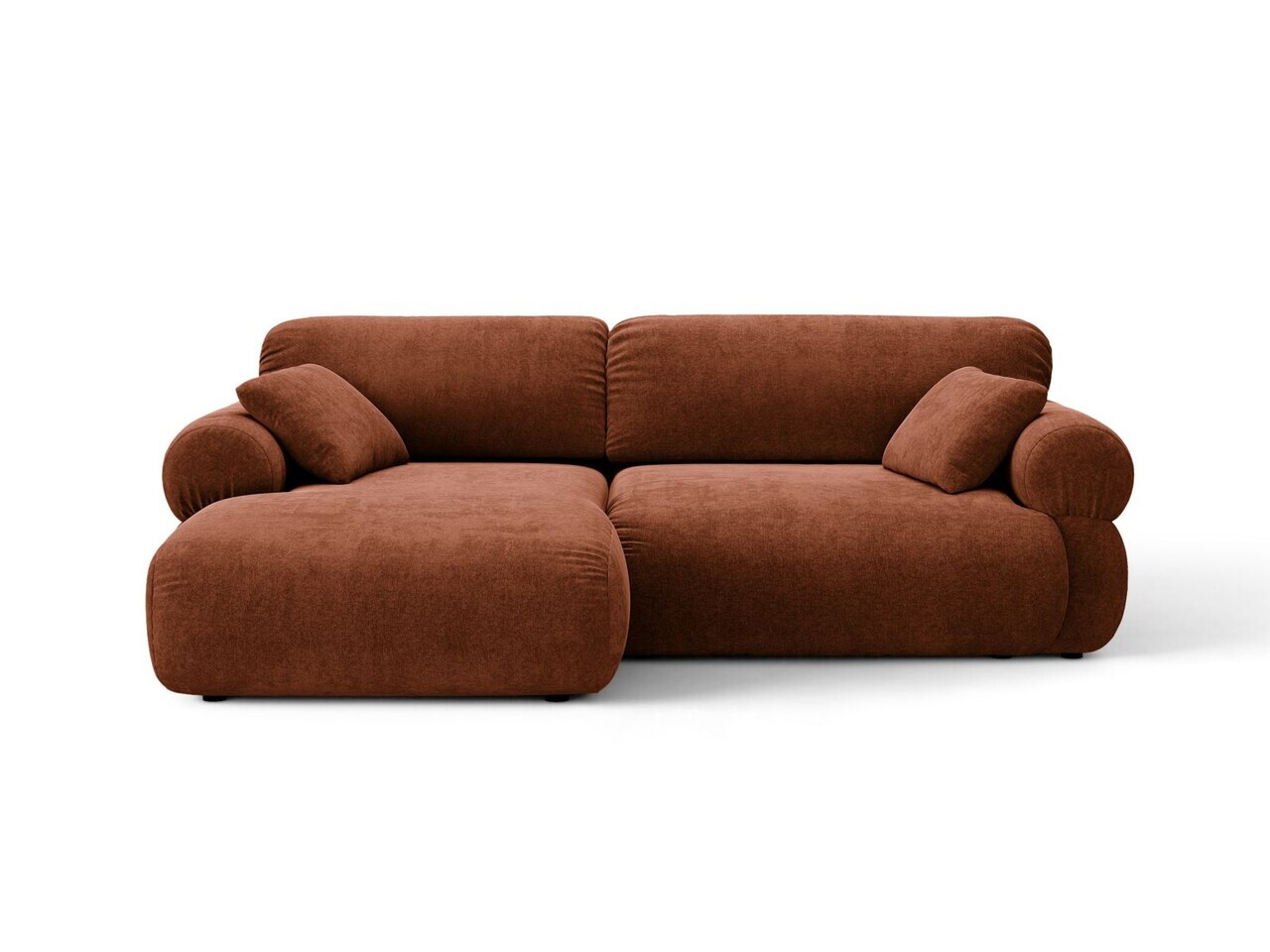 Coltar stanga 4 locuri, Ophelia, Micadoni Home, 236x164x84 cm, tesatura structurata, caramiziu