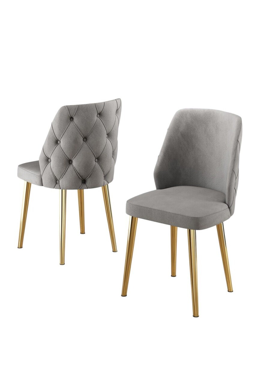 Set scaune 4 piese, Hanah Home, Leja, Gri / Auriu — imaginea 2