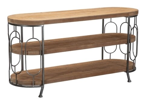 Comoda TV New Mexico, Mauro Ferretti, 121 x 40 x 61.5 cm, fier/MDF, maro/gri 121