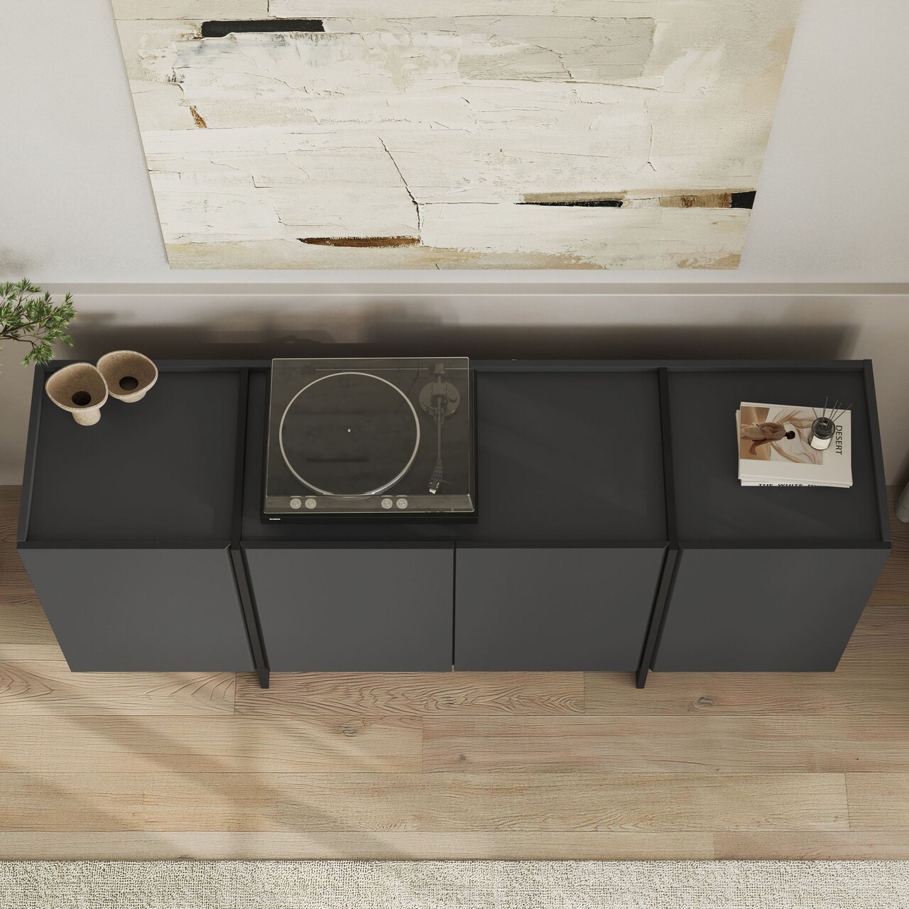 Consola, Nordure, Dorma, 180x80x45 cm, Antracit / Negru - imagine 5
