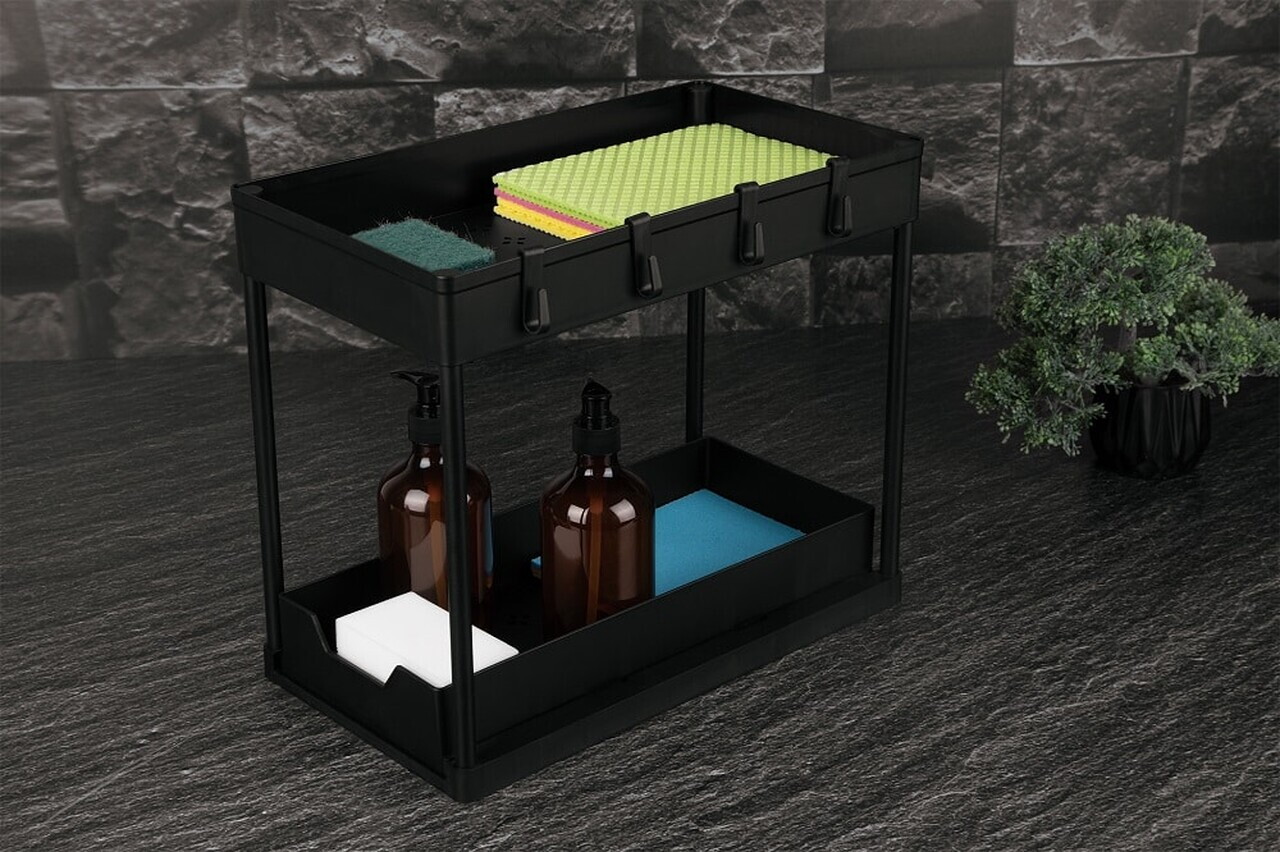 Organizator pentru dulap Berlinger Haus, Black Rose, 40x22x33.5 cm, plastic, negru - imagine 3