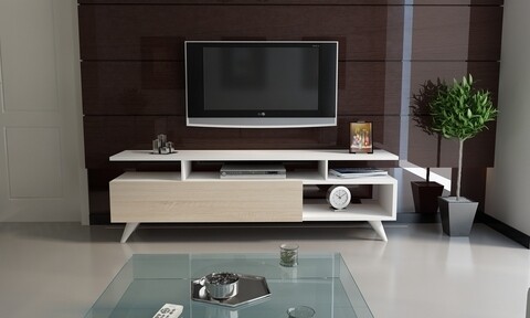 Comoda tv abree1, gauge concept, 120x31x47 cm, pal, alb/sonomo