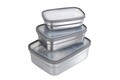 Set 3 cutii pentru pranz Maximex, Lunch, 13.5x9.5x4 cm, inox/polipropilena, argintiu mat/transparent