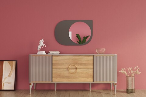 Oglinda decorativa, Siam, Pubble, 60x90x2.2 cm, Antracit