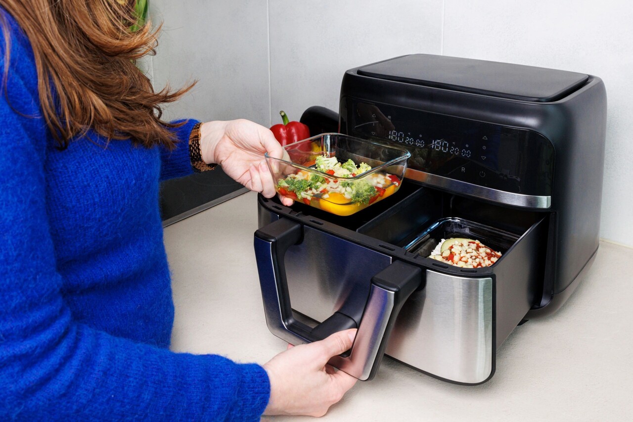 Vas patrat pentru airfryer 5,6L, sticla termorezistenta, 20x17cm/1L - Pyrex - imagine 2