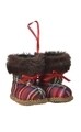 Decoratiune Snowboots check, Decoris, 10x8x8 cm, poliester, rosu