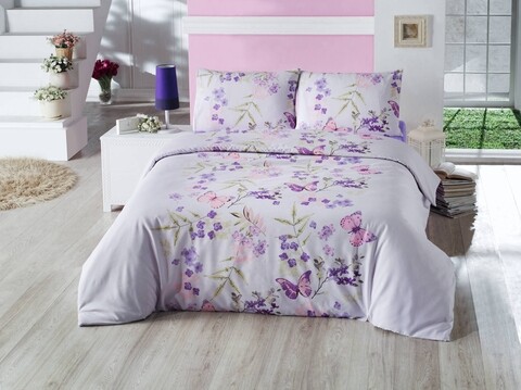 Lenjerie de pat pentru o persoana inga, nazenin home, 3 piese, 160x225 cm, amestec bumbac, lila