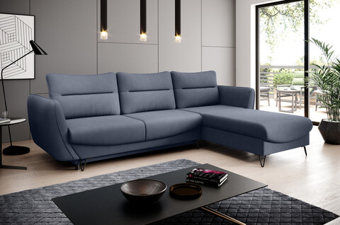 Coltar extensibil dreapta 3 locuri ELTAP, RT-40PO, Silva, 276x201x100 cm, lemn/poliester, albastru