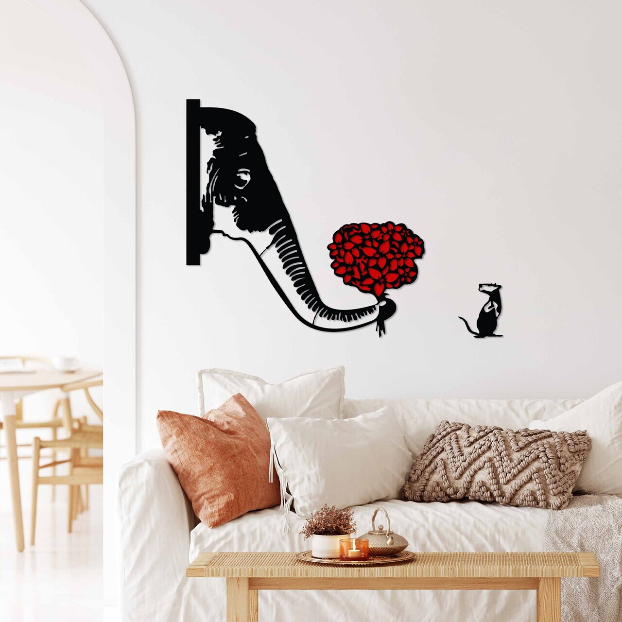 Decoratiune de perete, Banksy Metal 04, Dimensiune: 72 x 72, Negru/Rosu — imaginea 3
