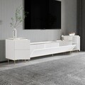 Comoda TV, Inarch, Imaj, 180x45.2x35 cm, PAL, Marmură albă/aur